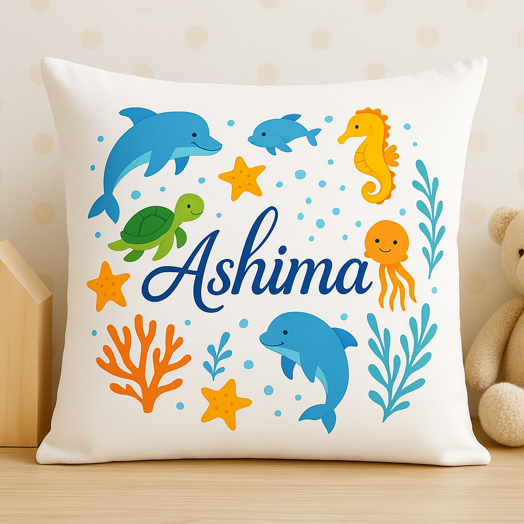 Sea Creatures Print Cusion Cover