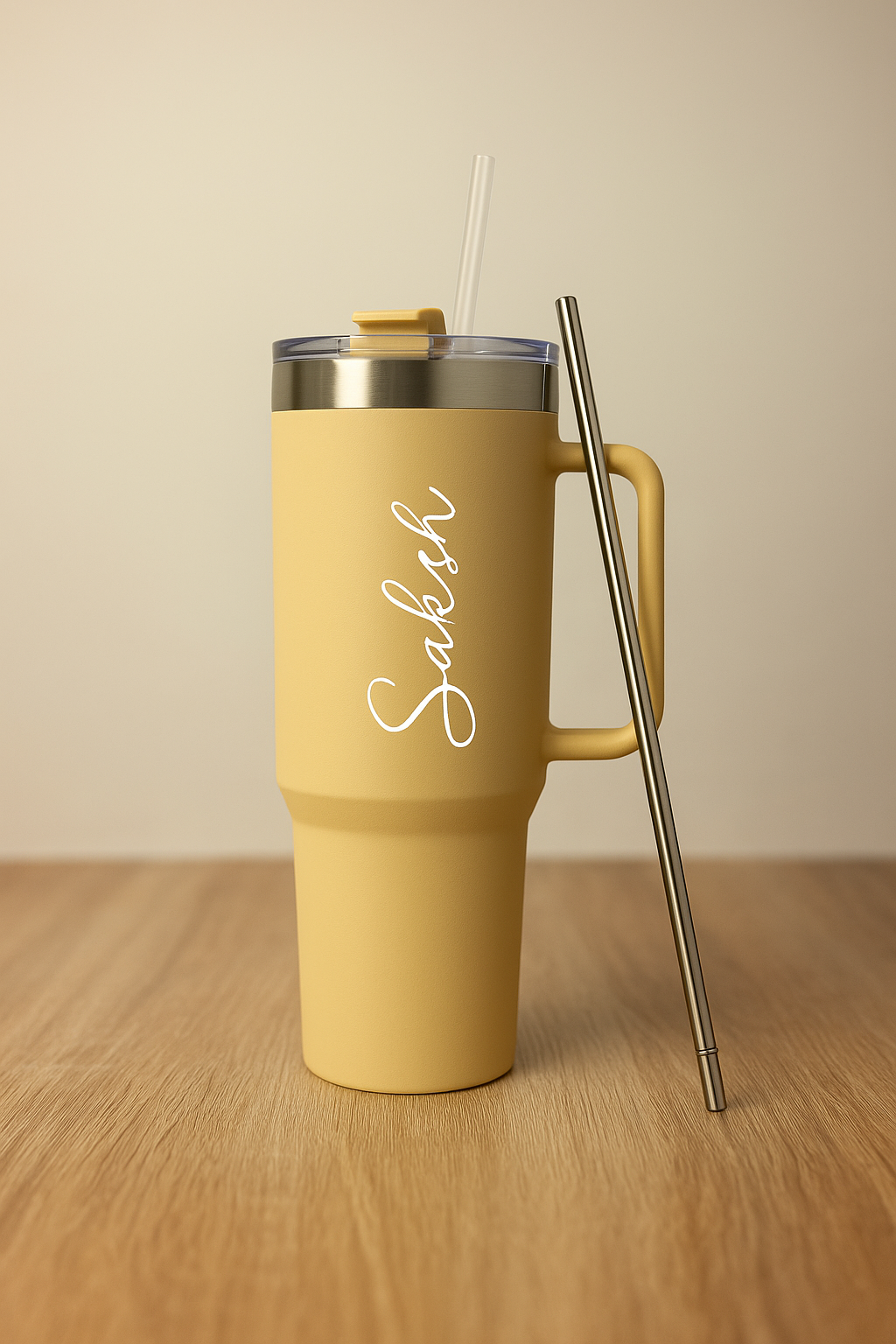 Pale Yellow Personalised tumblers