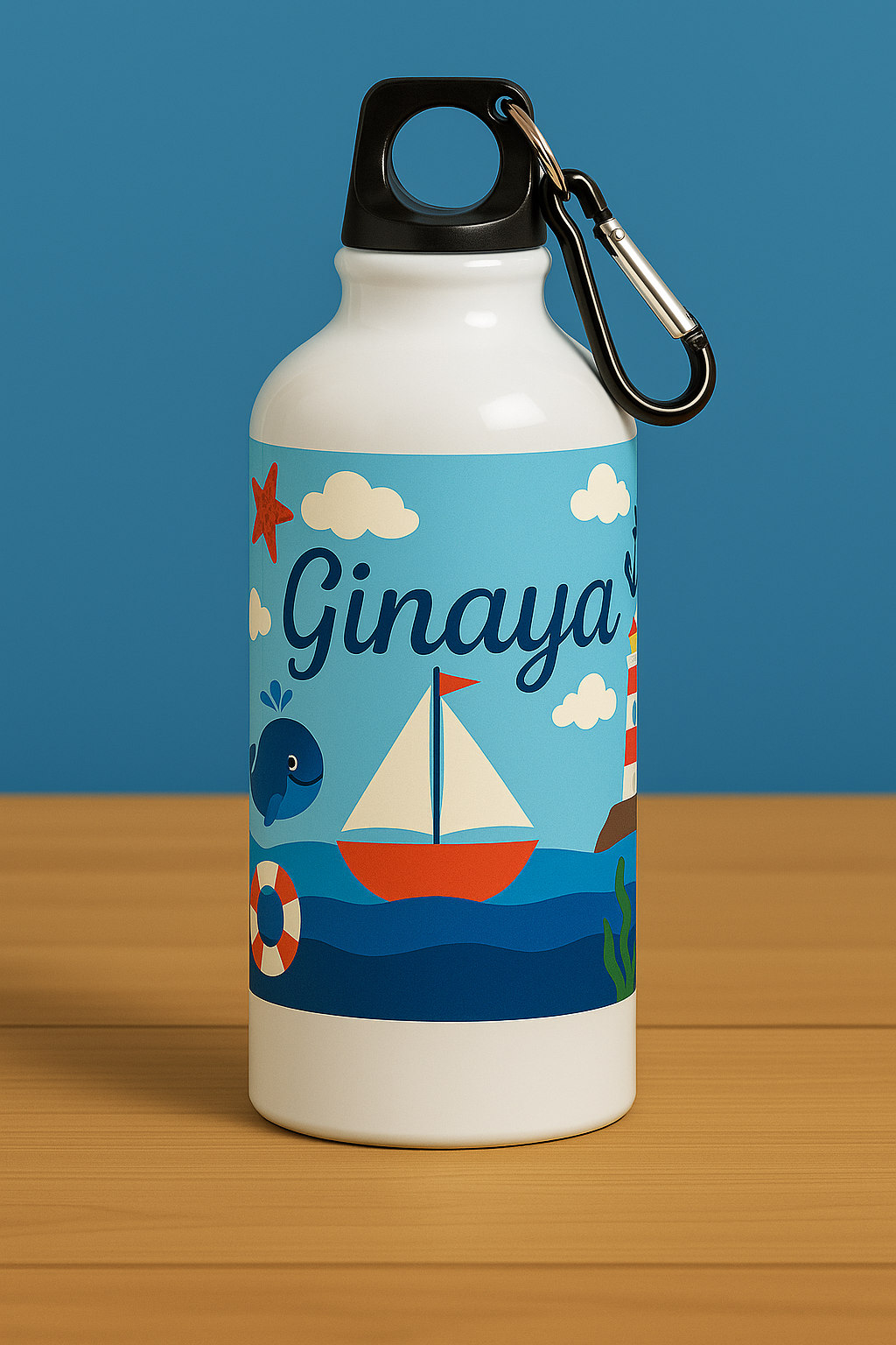 Seal Boat Print Aluminum Bottle