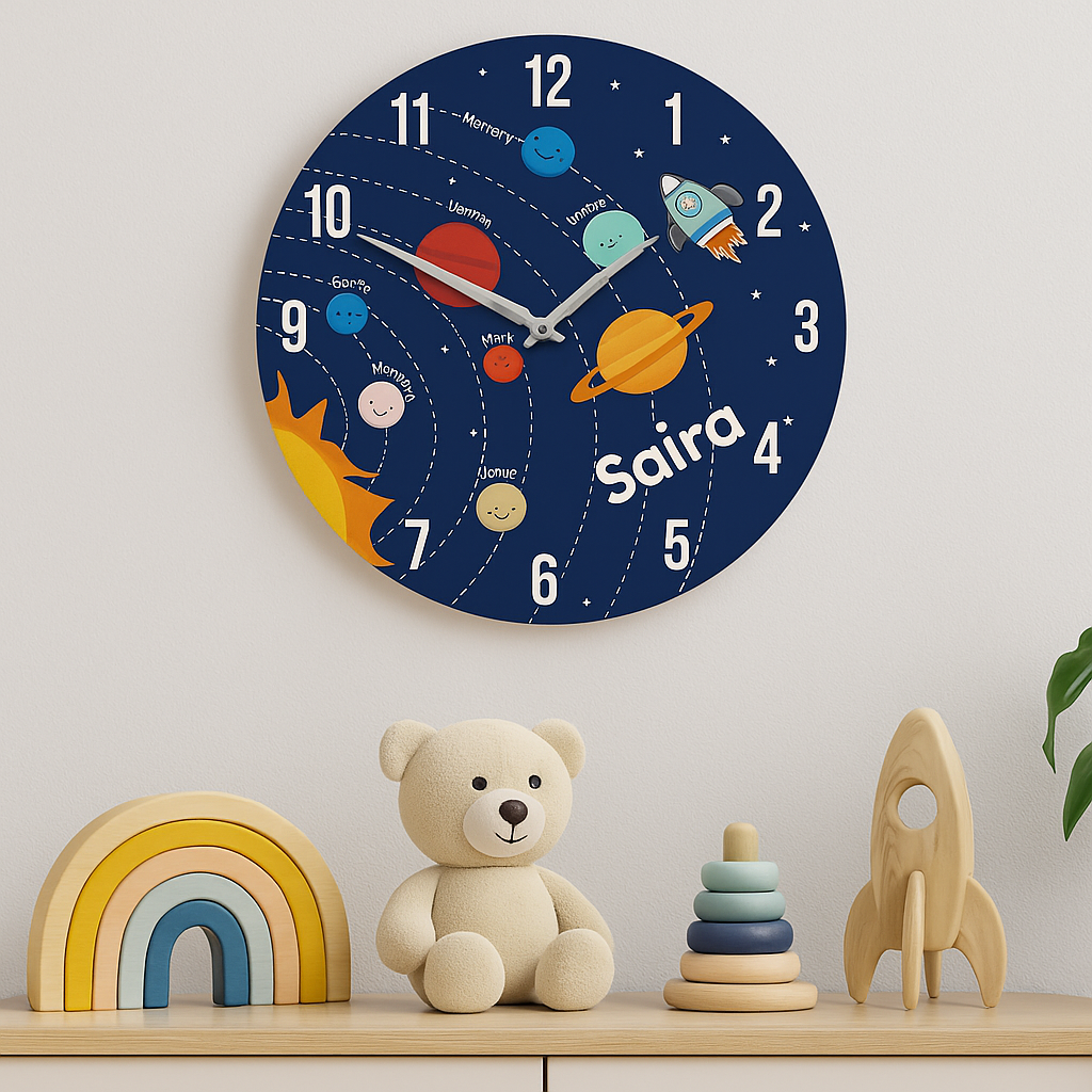 Solar System Print Wall Clock
