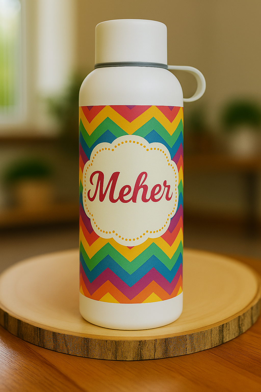 Rainbow Zig-Zag Printed Steel Bottle