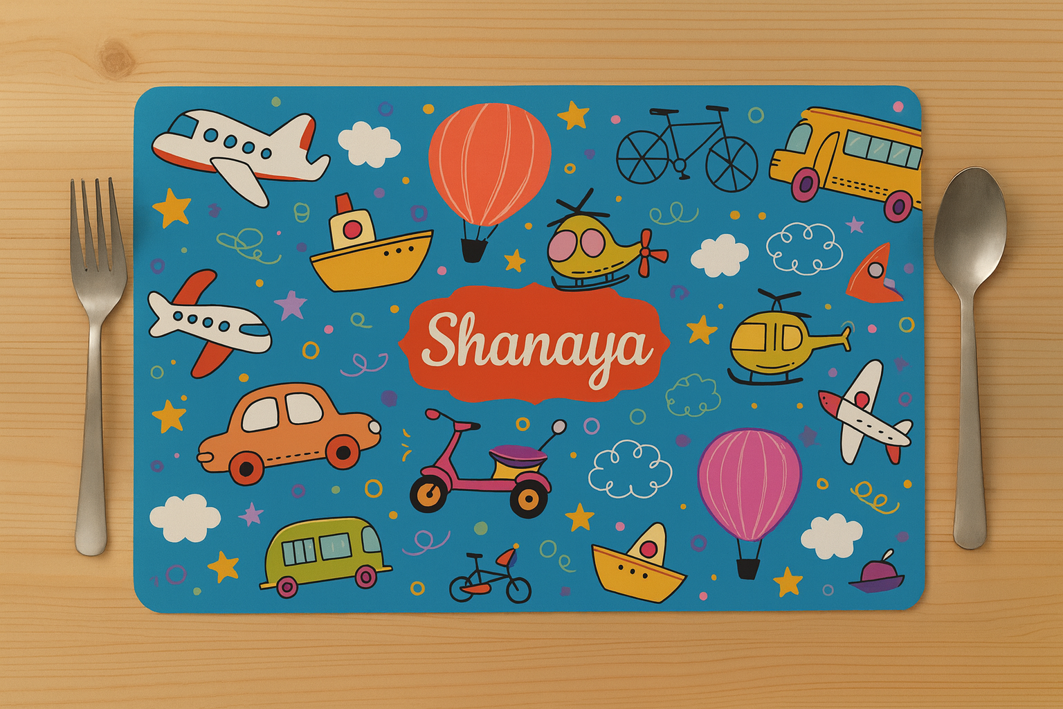 Vehicle Theme Print Table Mat