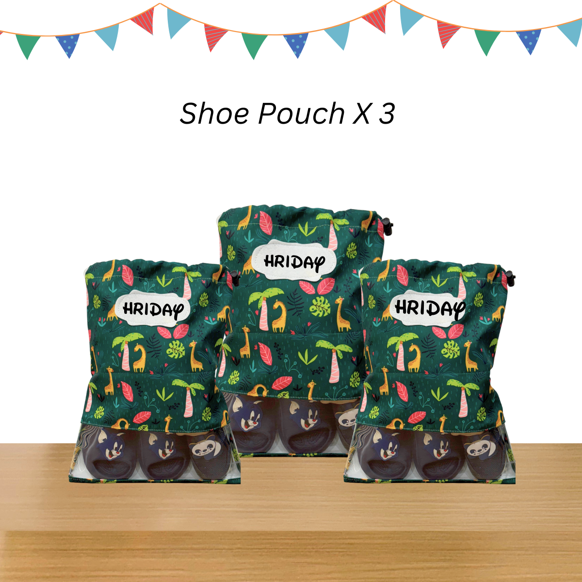 Jungle Print Shoe Pouches Combo