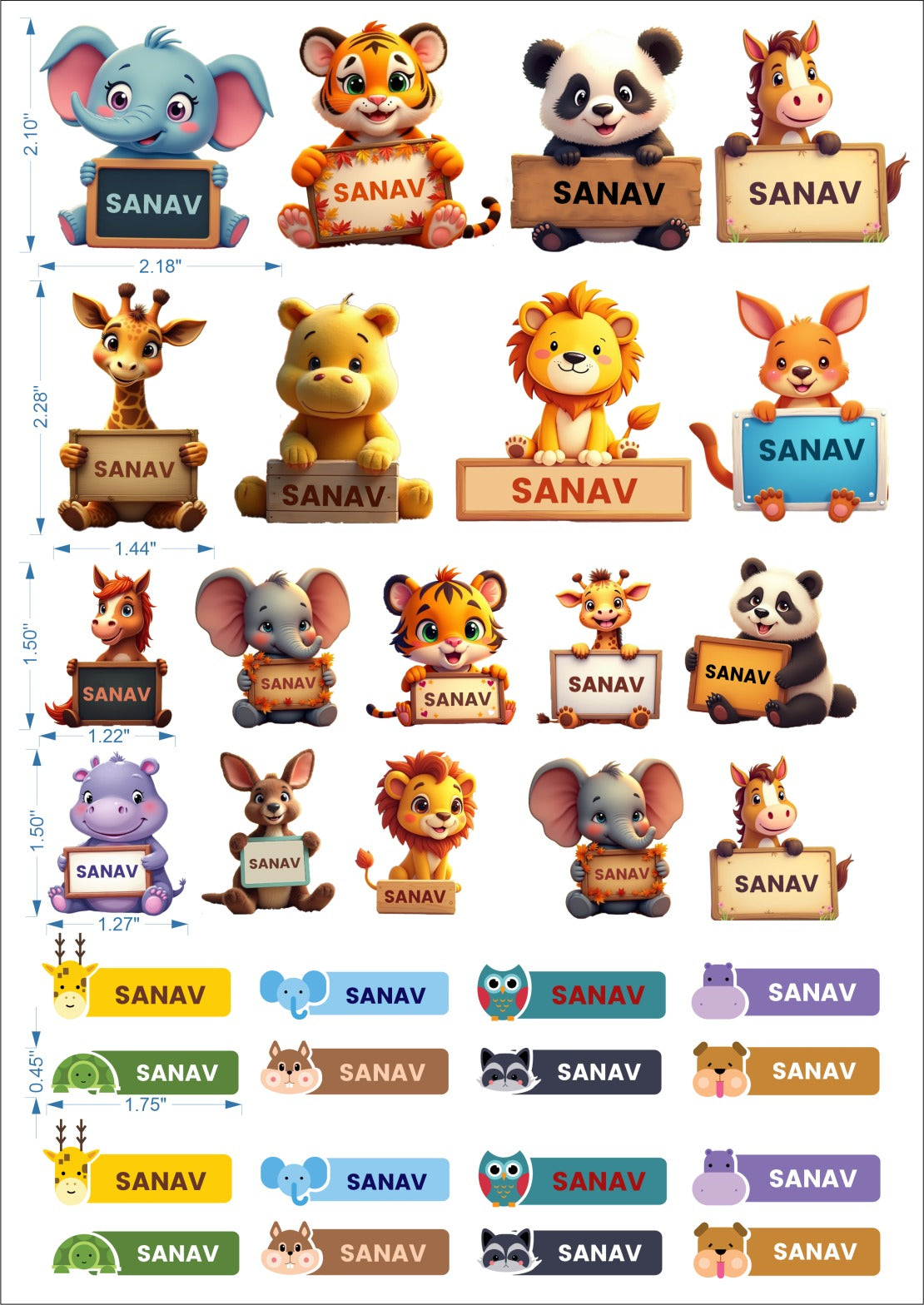 Animal Print Embossed Labels