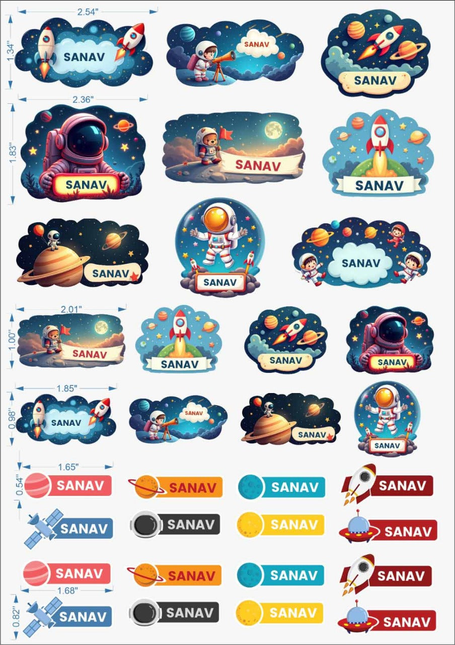 Space Print Embossed Labels