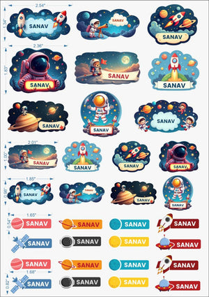 Space Print Embossed Labels