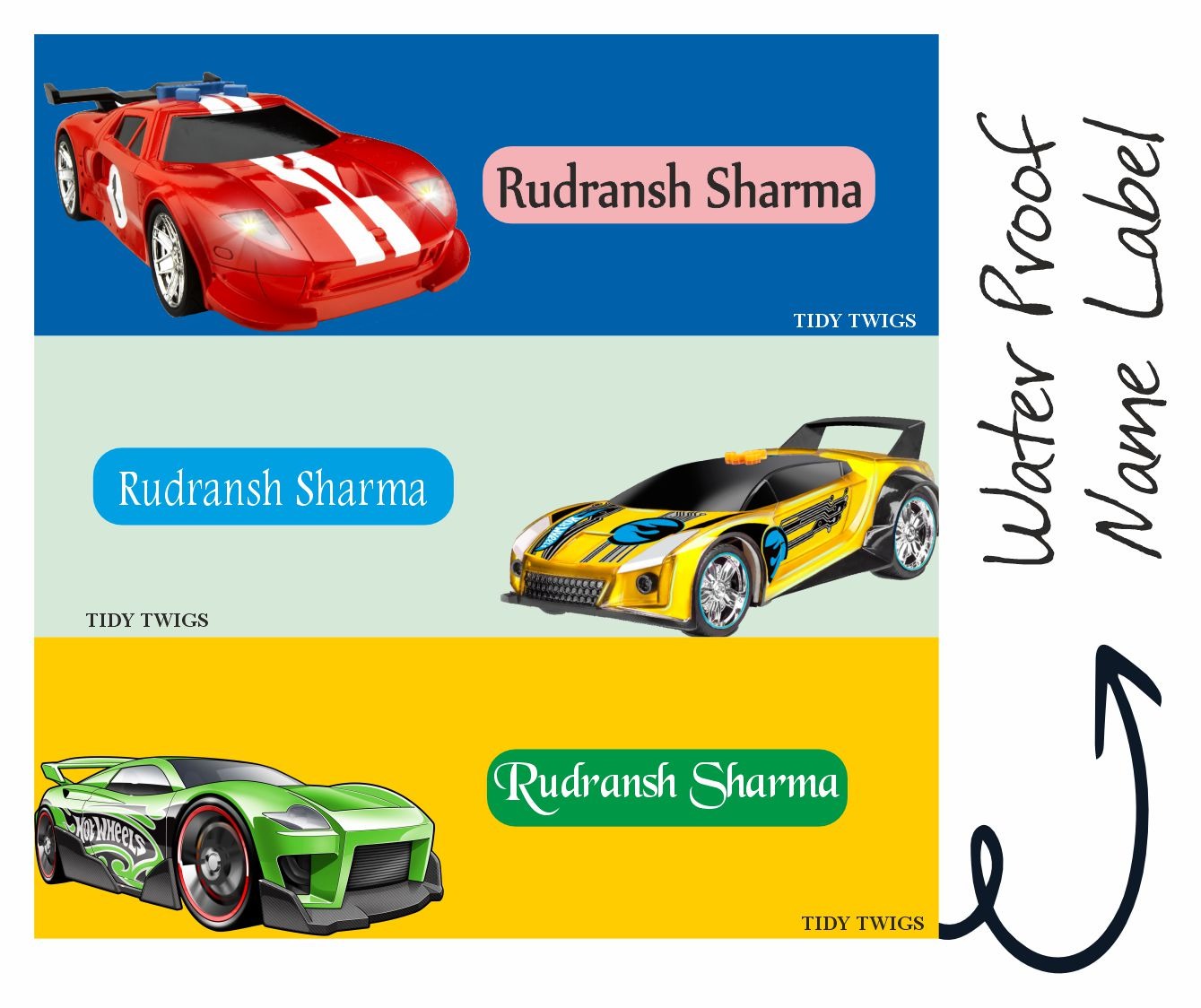 Sports Car Print Waterperproof Labels