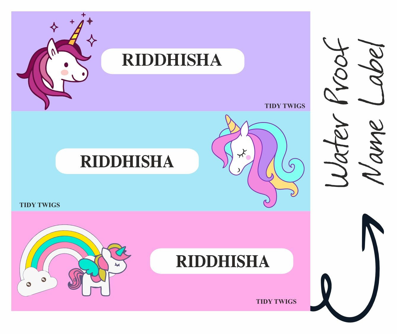 Unicorn Print Waterperproof Labels