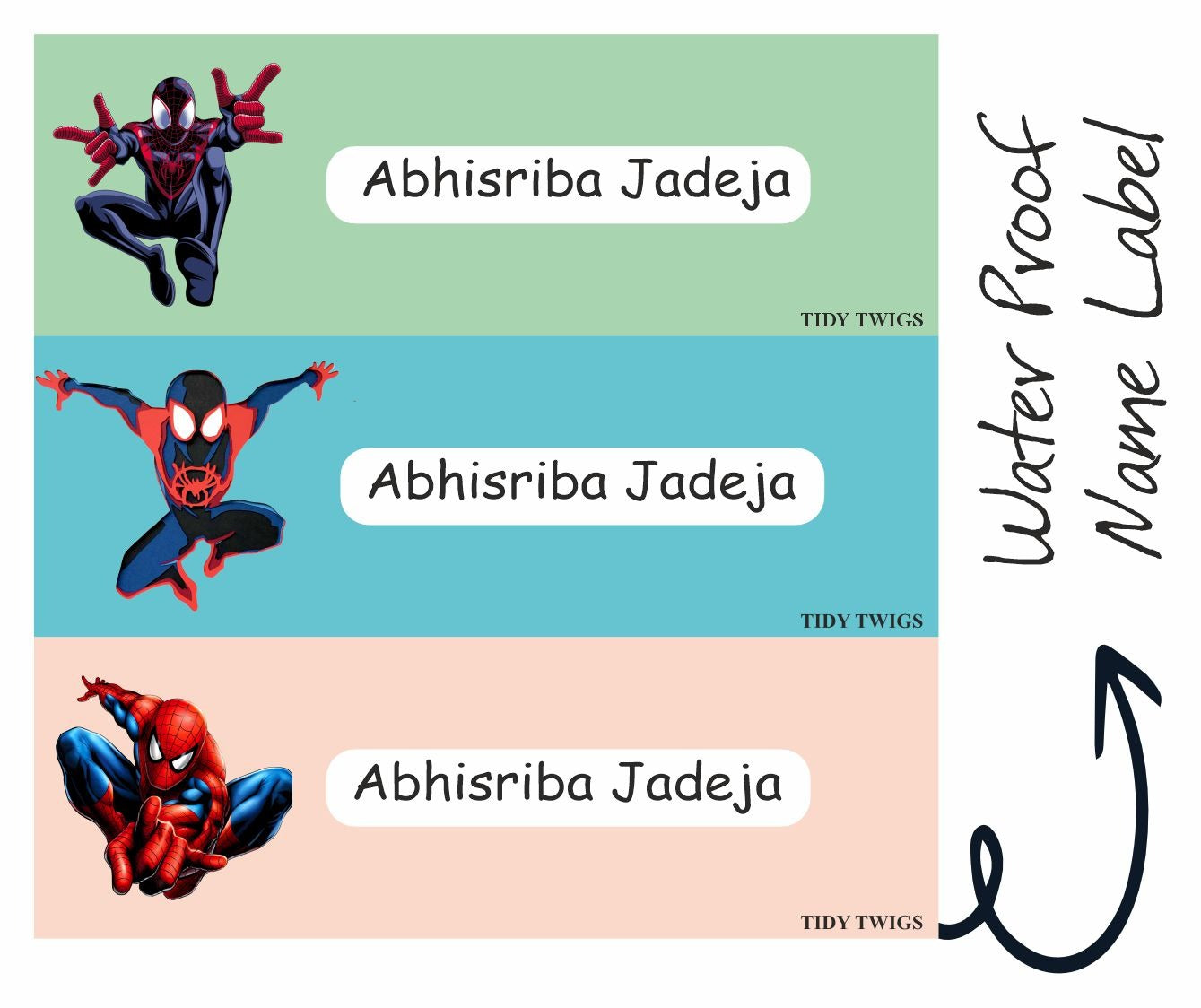 Spiderman Print Waterperproof Labels