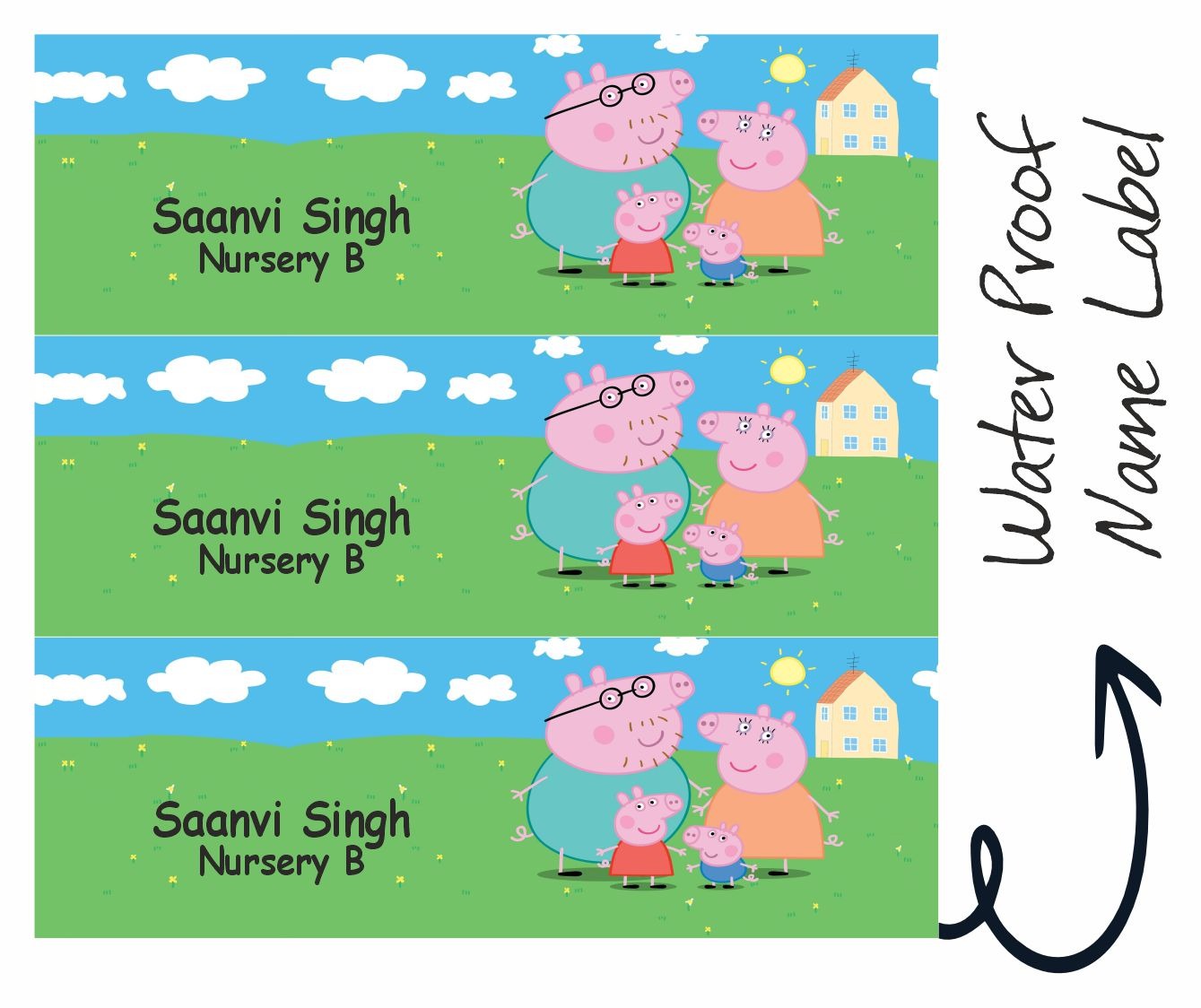 Peppa Pig Print Waterperproof Labels