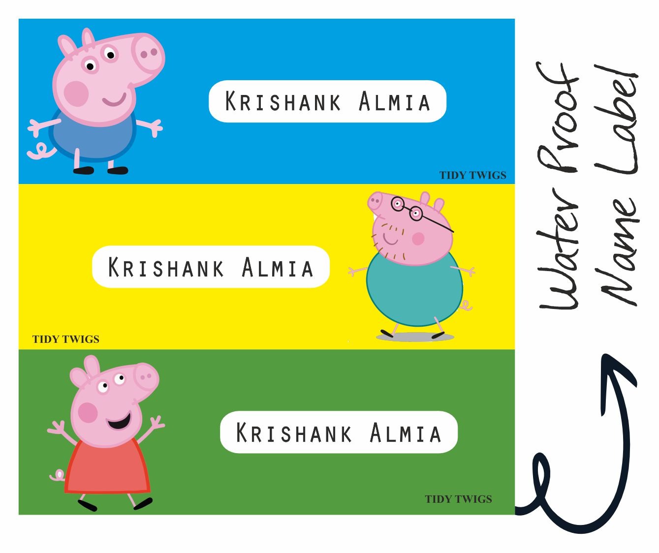 Peppa Pig Print Waterperproof Labels