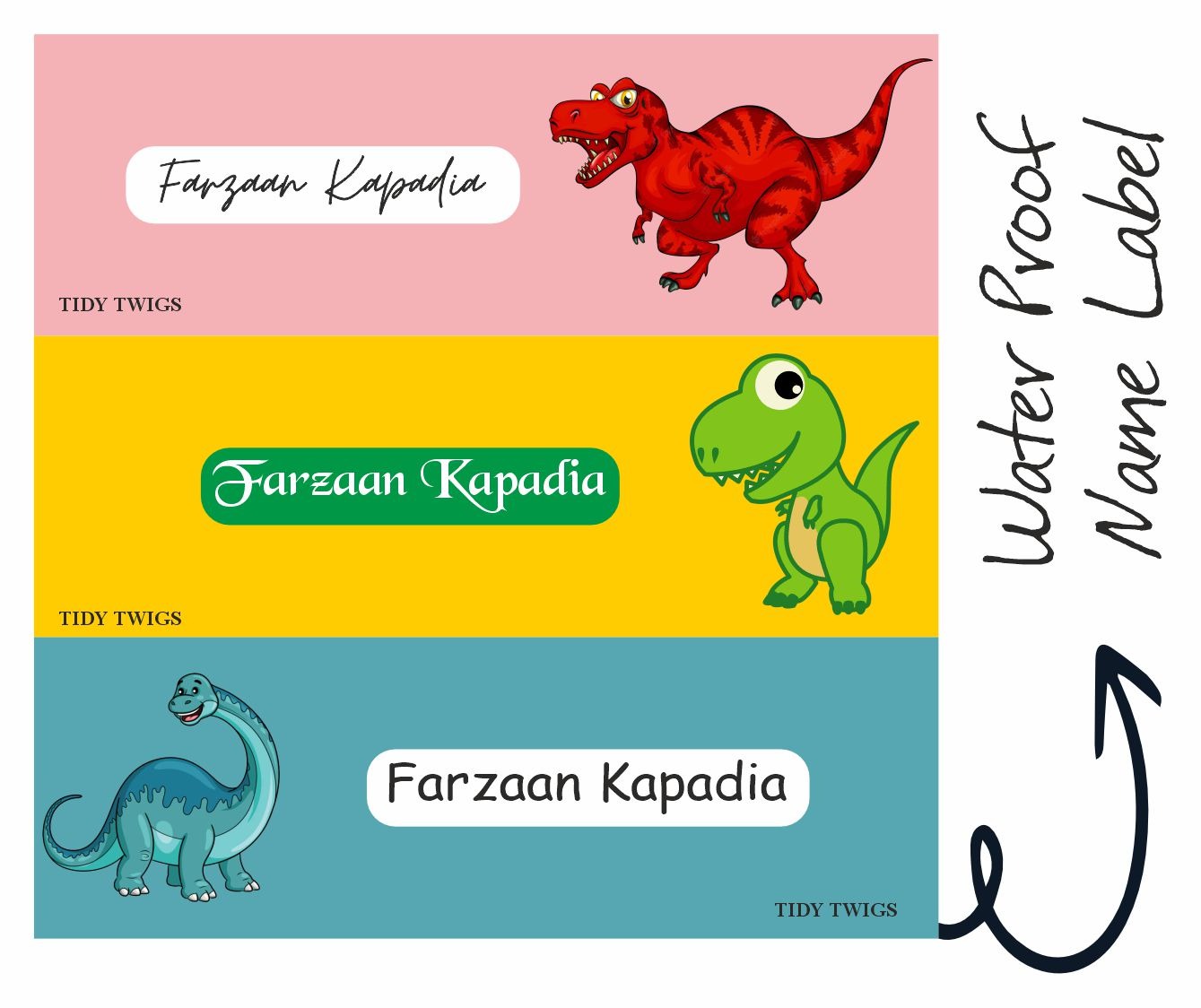 Dinosaur Print Waterperproof Labels