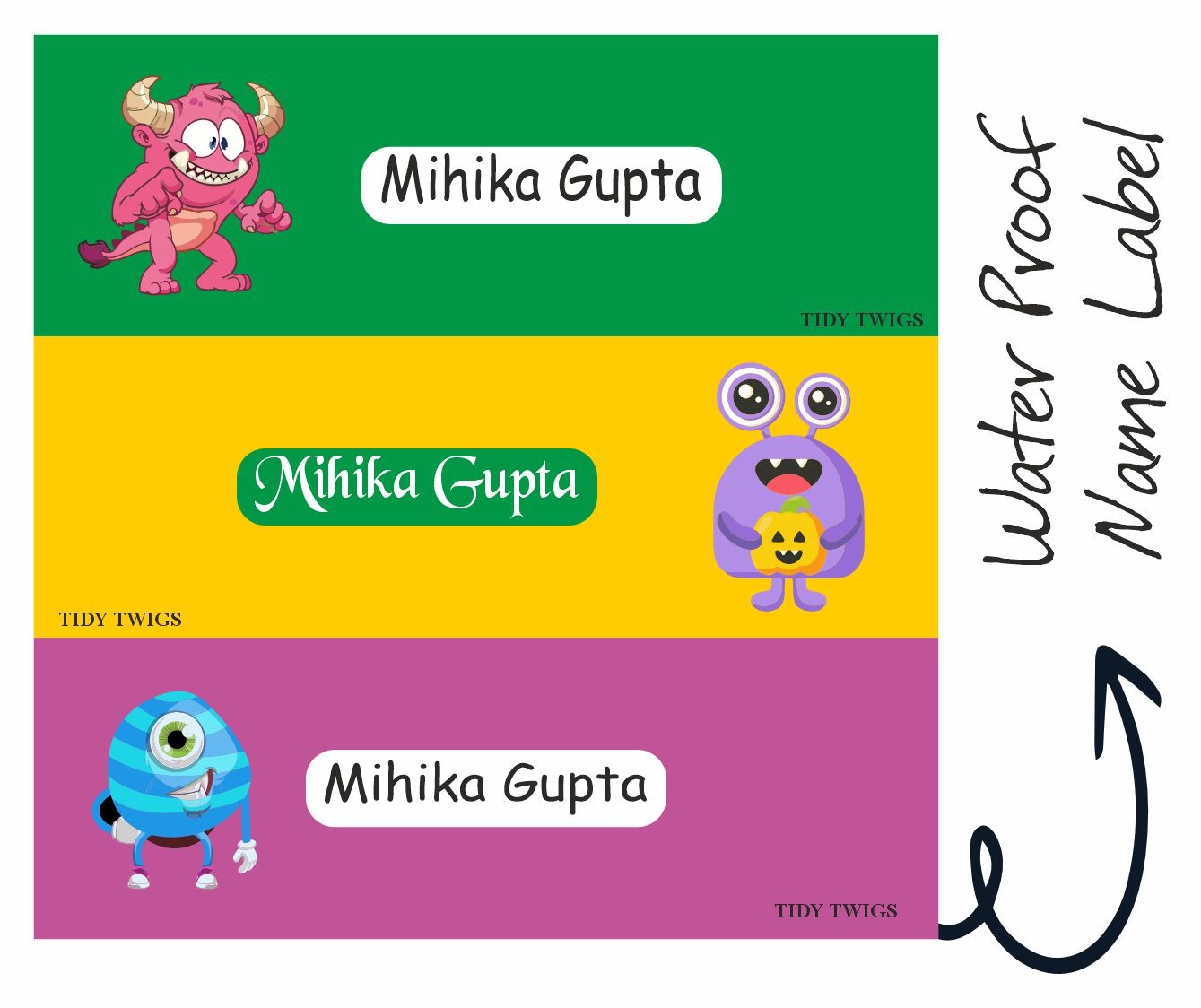 Monster Print Waterperproof Labels