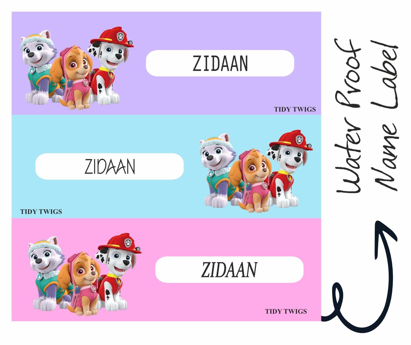 Paw Patrol Print Waterperproof Labels