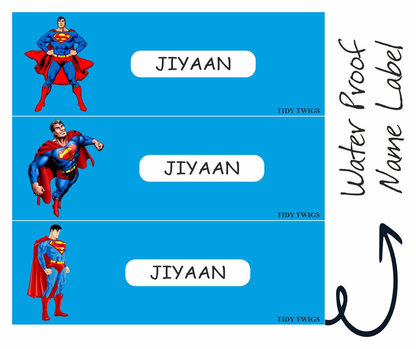 Supperman Print Waterperproof Labels