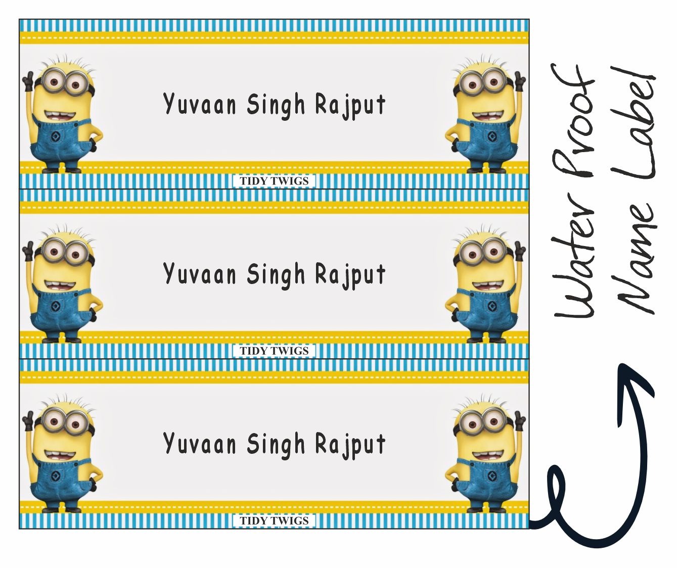 Minions Print Waterperproof Labels