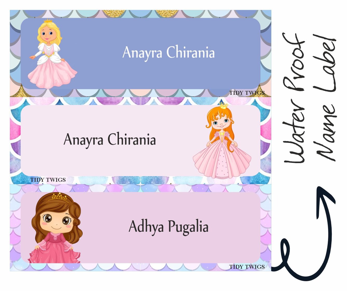 Princess Print Waterperproof Labels