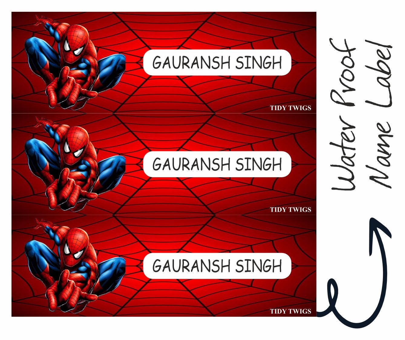 Spiderman Print Waterperproof Labels