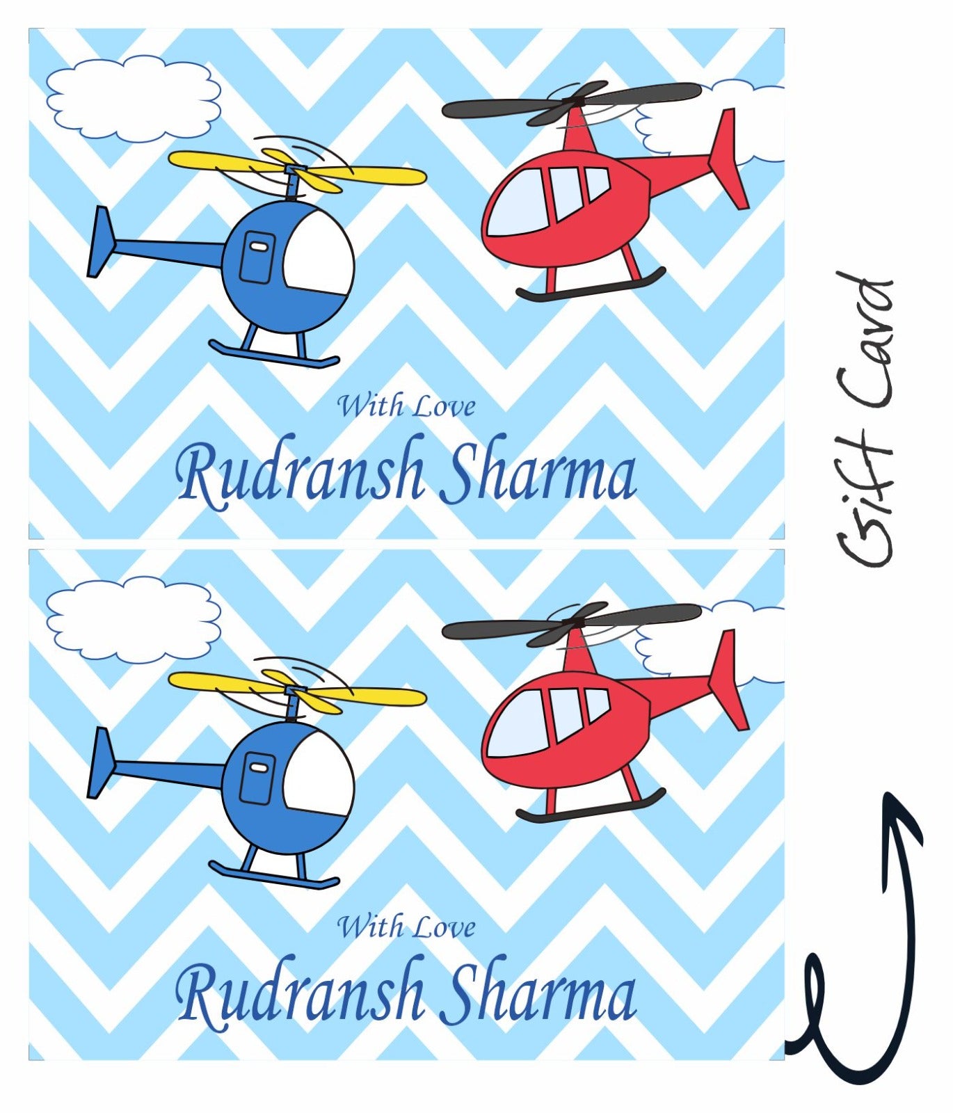 Helicopter Print Gift Card