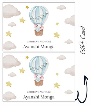 Elephant In Hot Air Balloon Print Gift Card