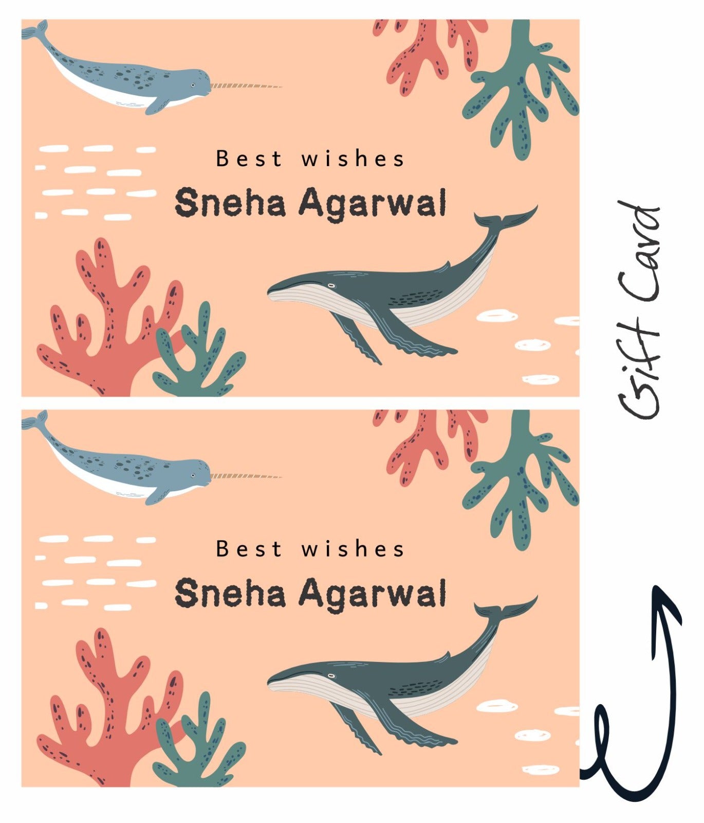 Whales Print Gift Card