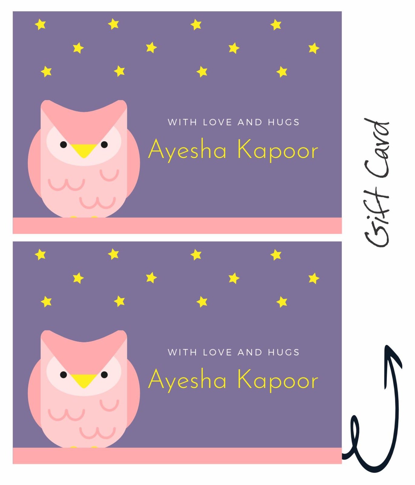 Owl Print Gift Card