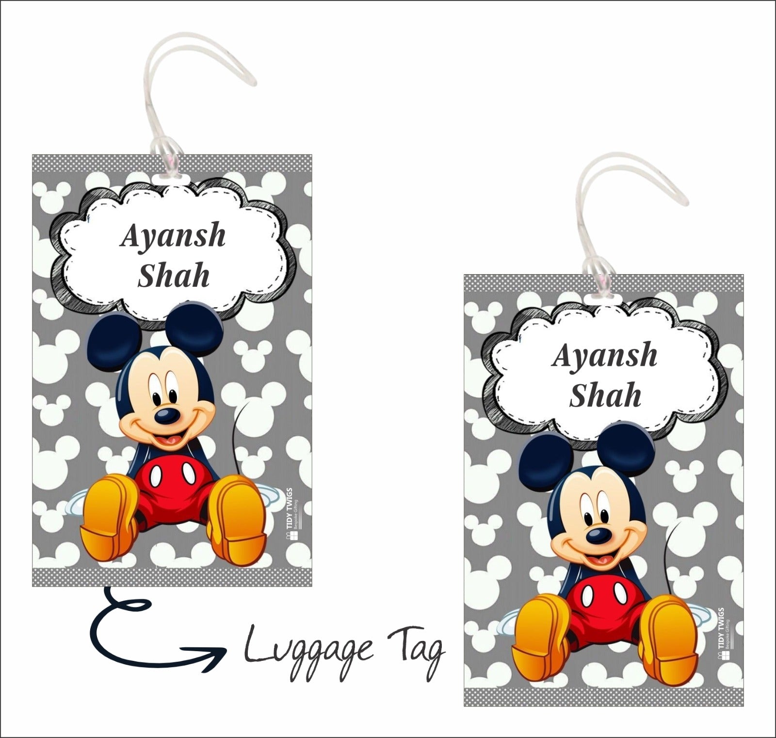 Micky Mouse Print Bag Tags