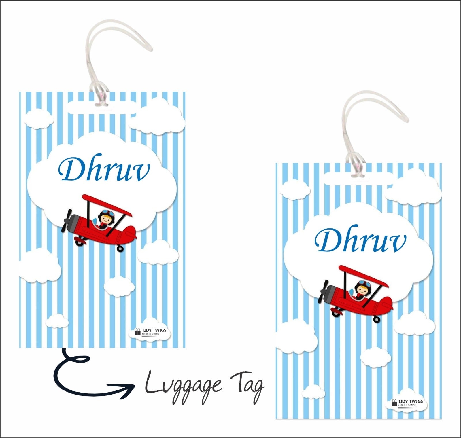 Cartoon Airplane Print Bag Tags