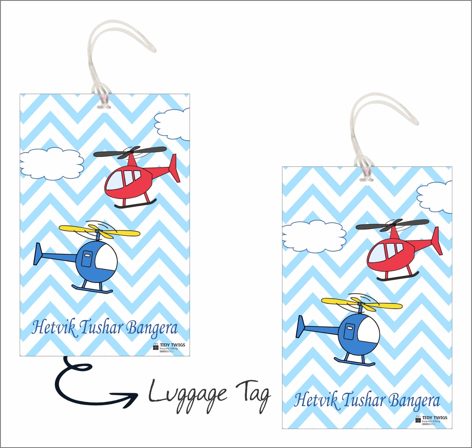 Toy Helicopter Print Bag Tags