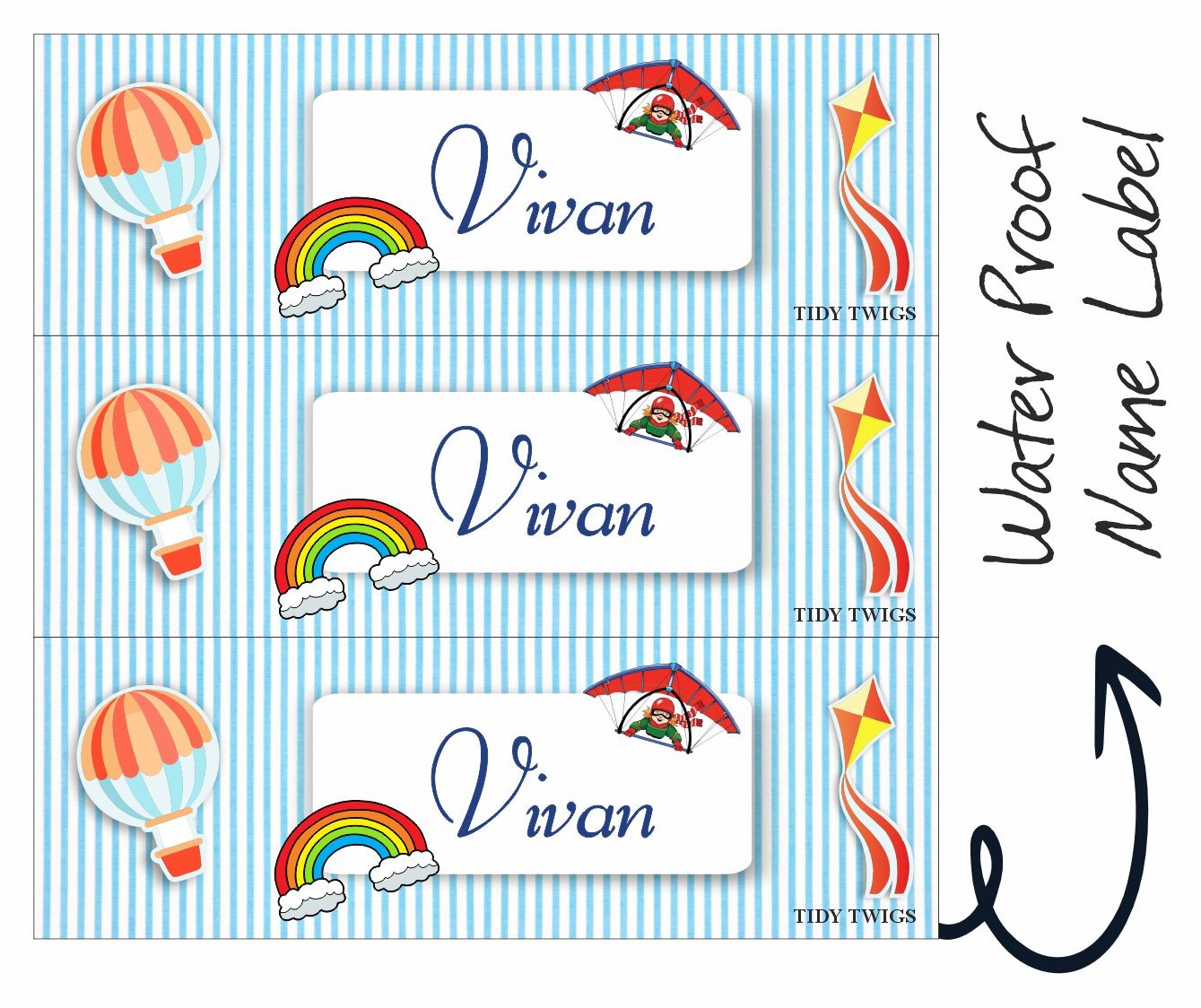 Rainbow Print Waterperproof Labels