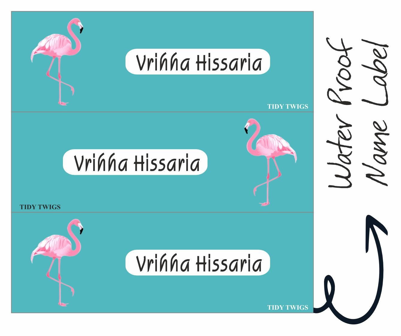 Flamingo Print Waterperproof Labels