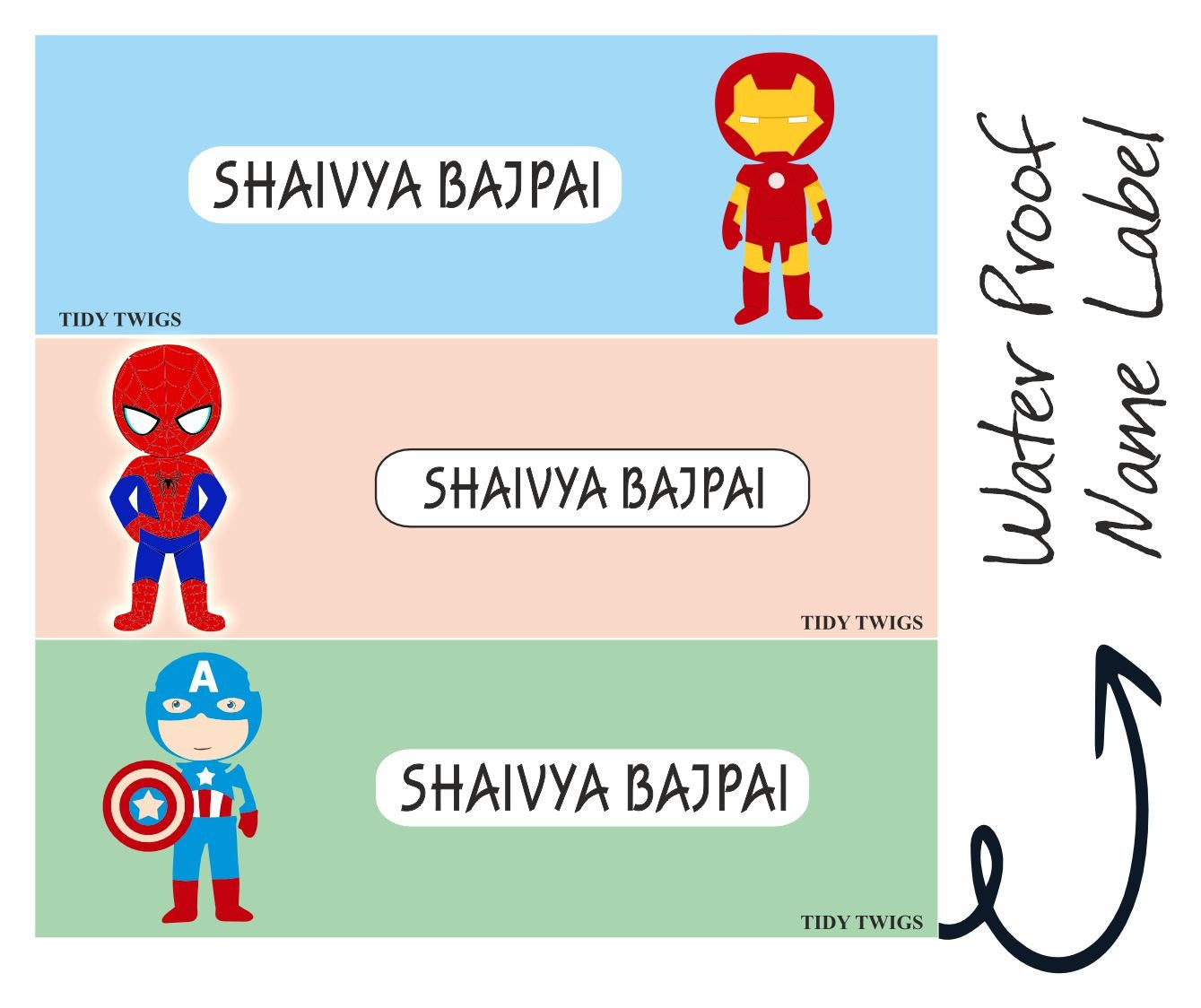 Marvel Print Waterperproof Labels