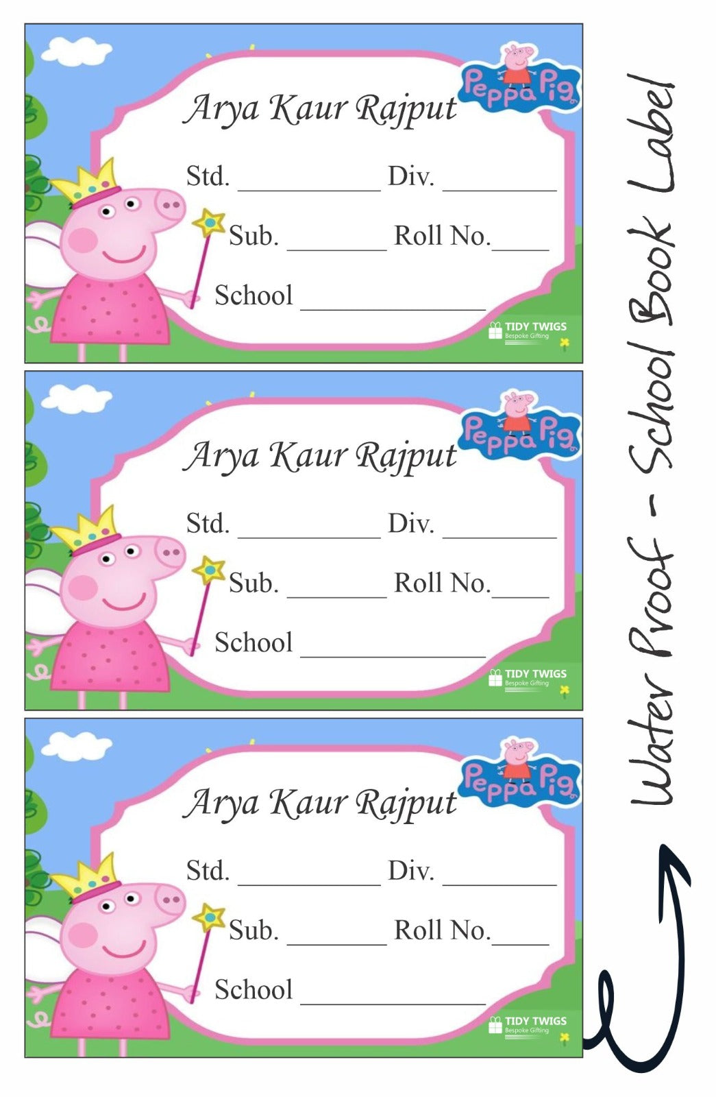 Cute Peppa School Notebook Labels