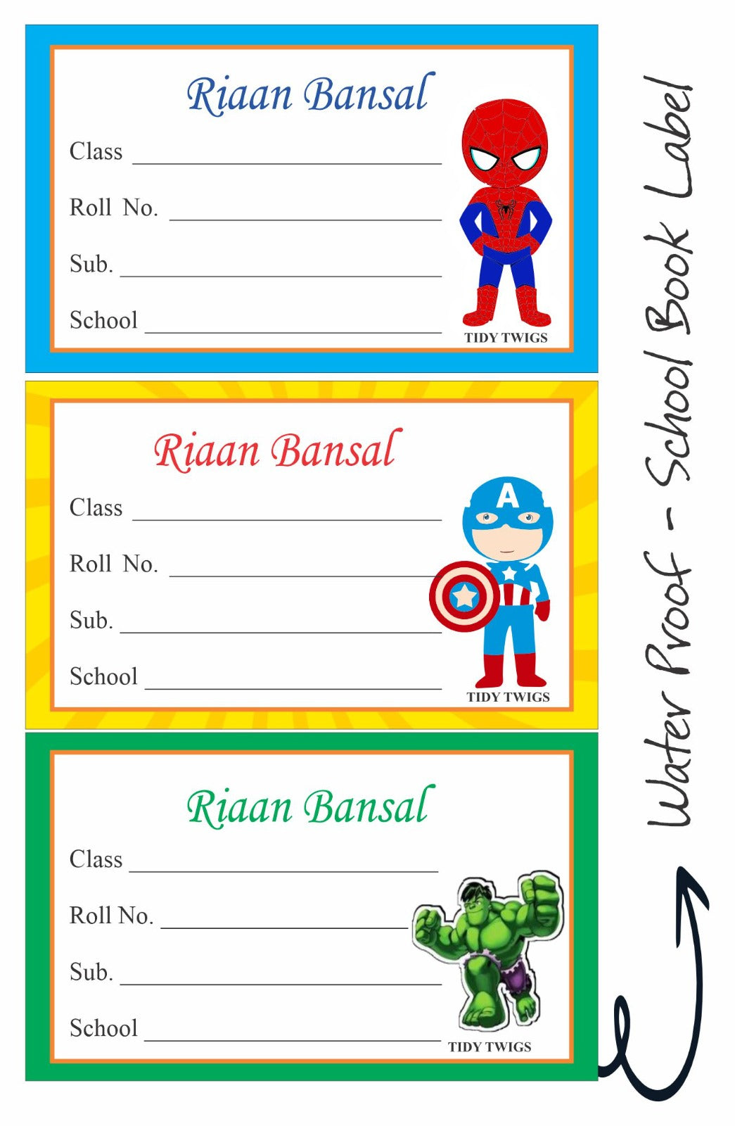 Marvel Heroes School Notebook Labels