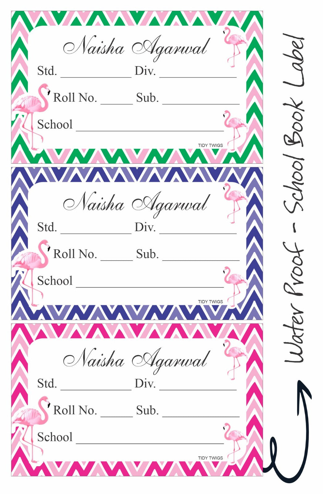 Flamingo Paradise School Notebook Labels