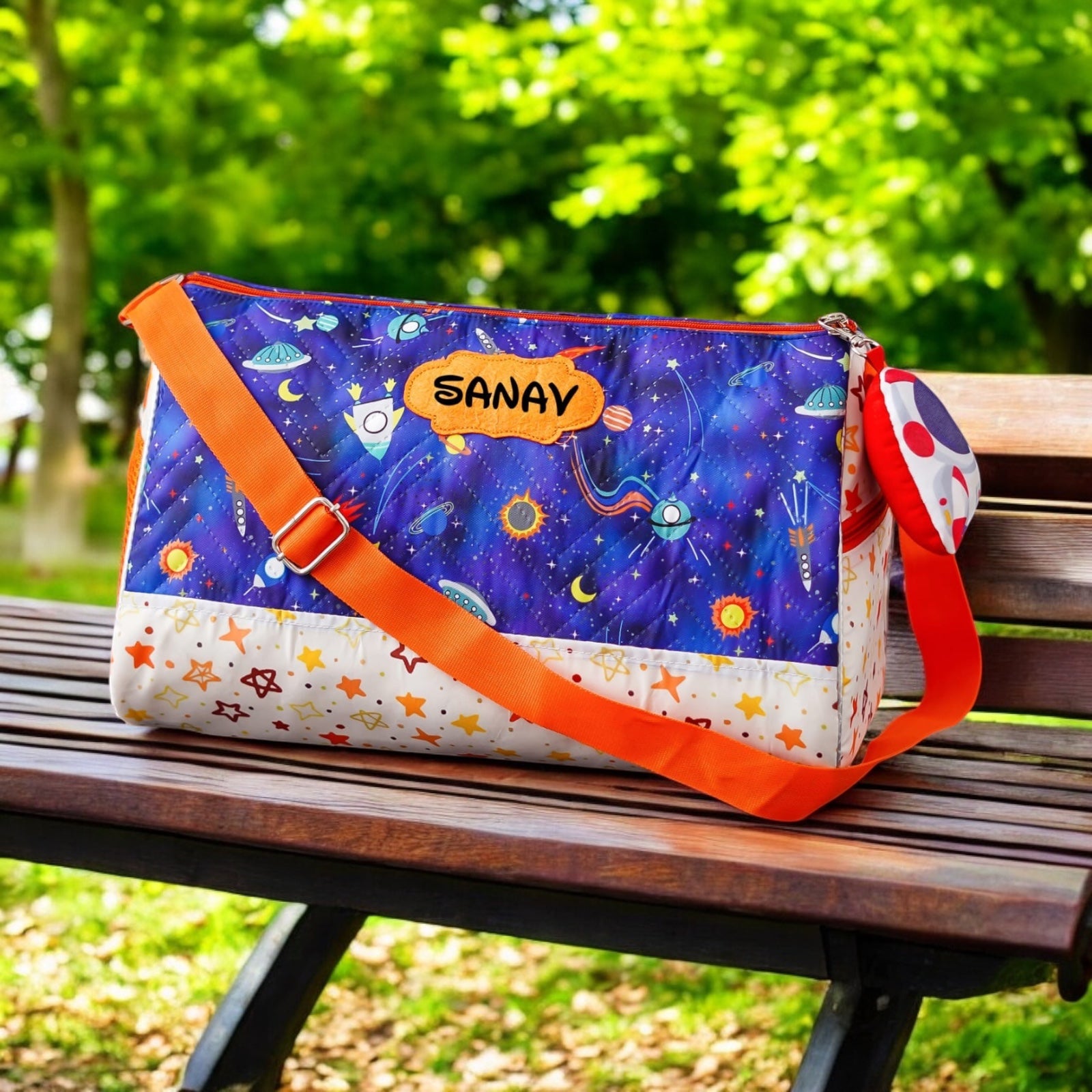 Space Print Duffle Bags