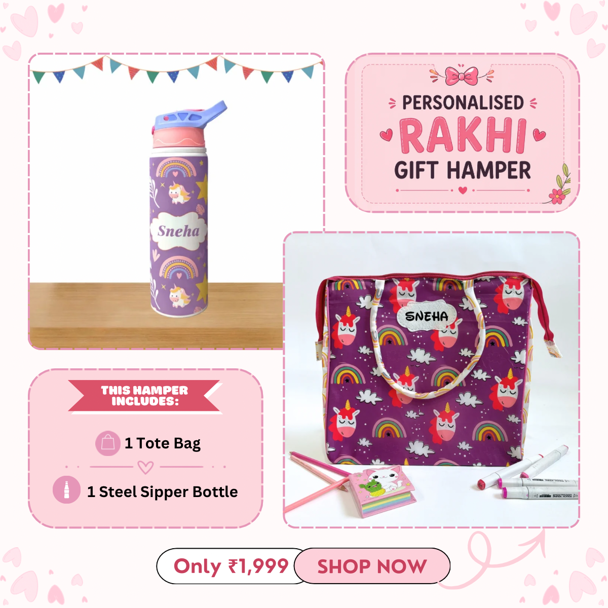 Tote Bag + Steel Sipper Bottle