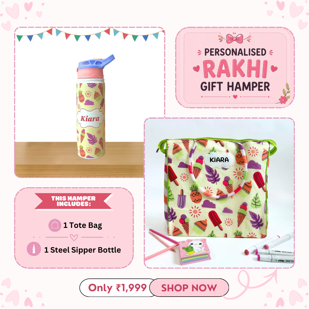 Tote Bag + Steel Sipper Bottle