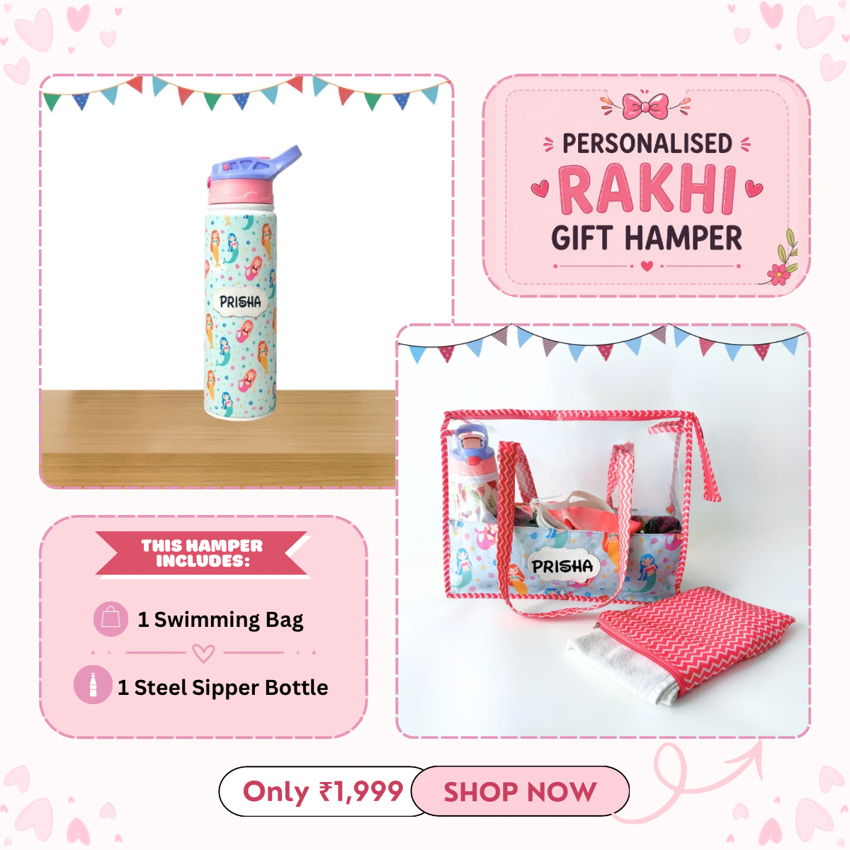 Swimming Bag + Steel sipper bottle