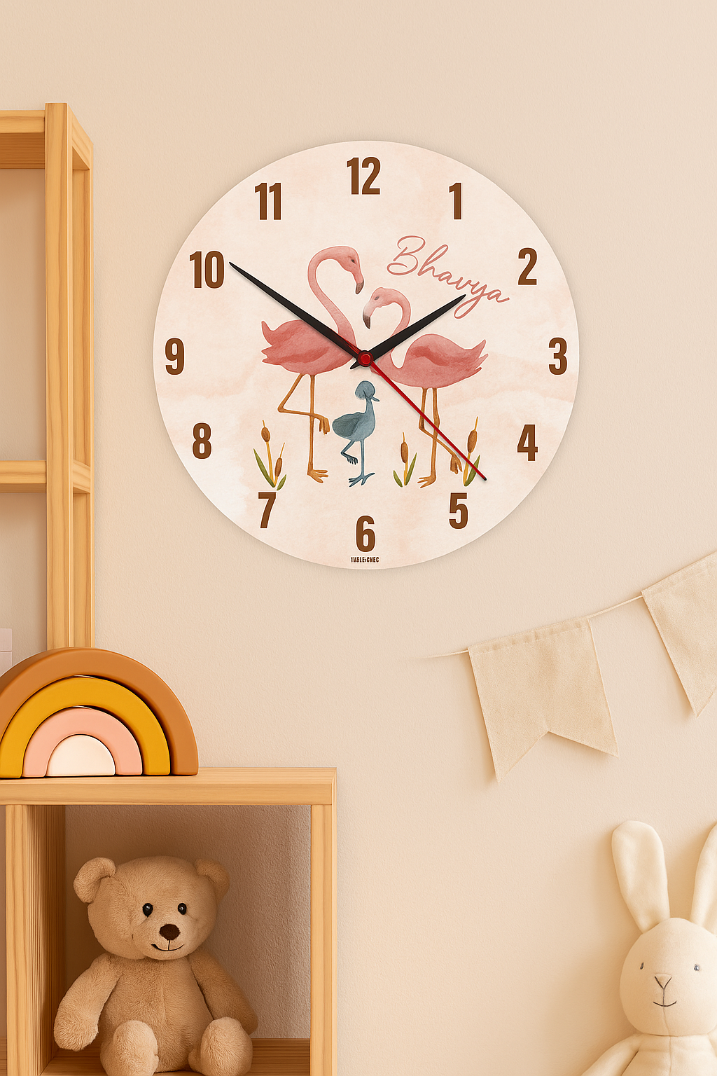Flamingos Print Wall Clock