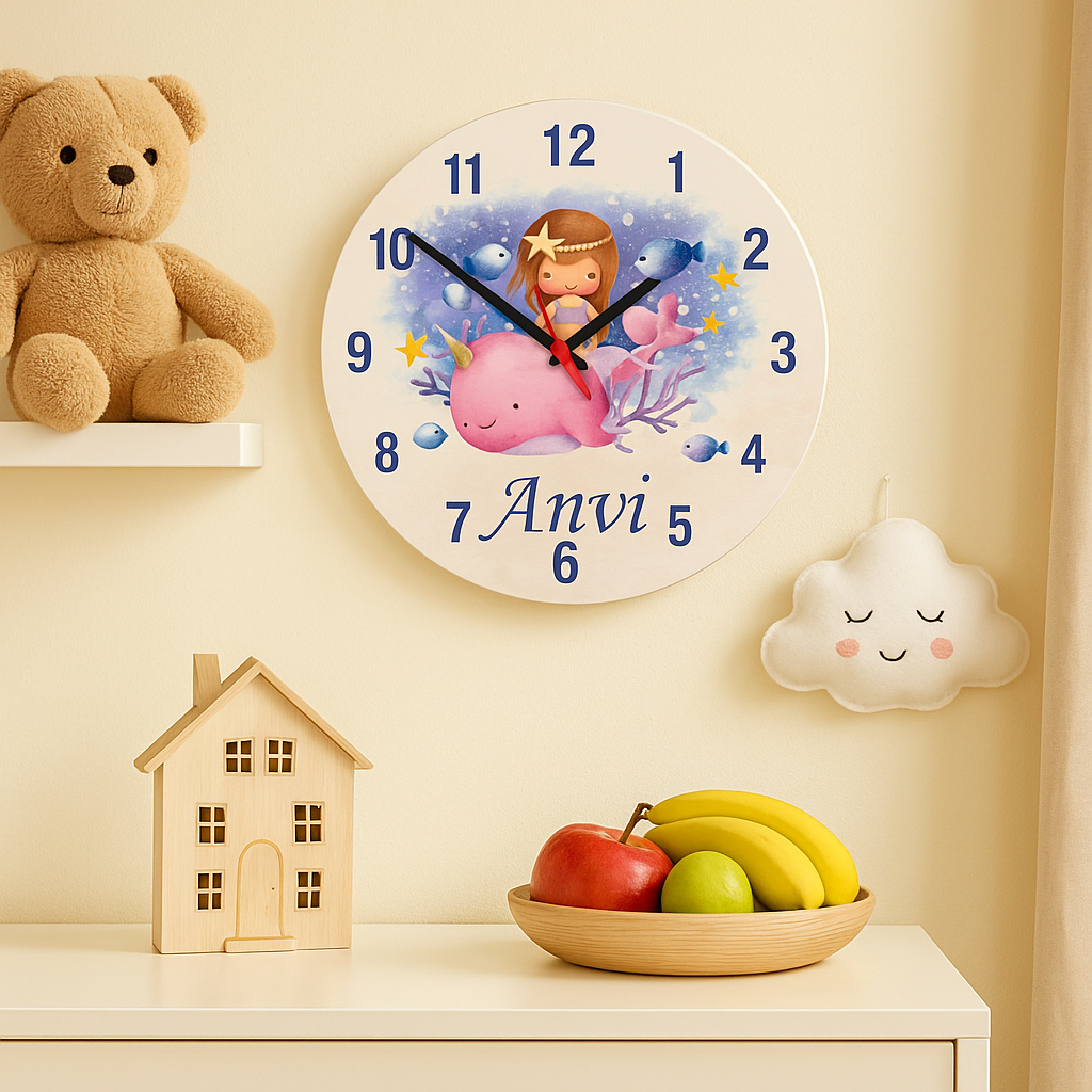 Mermaid Print Wall Clock