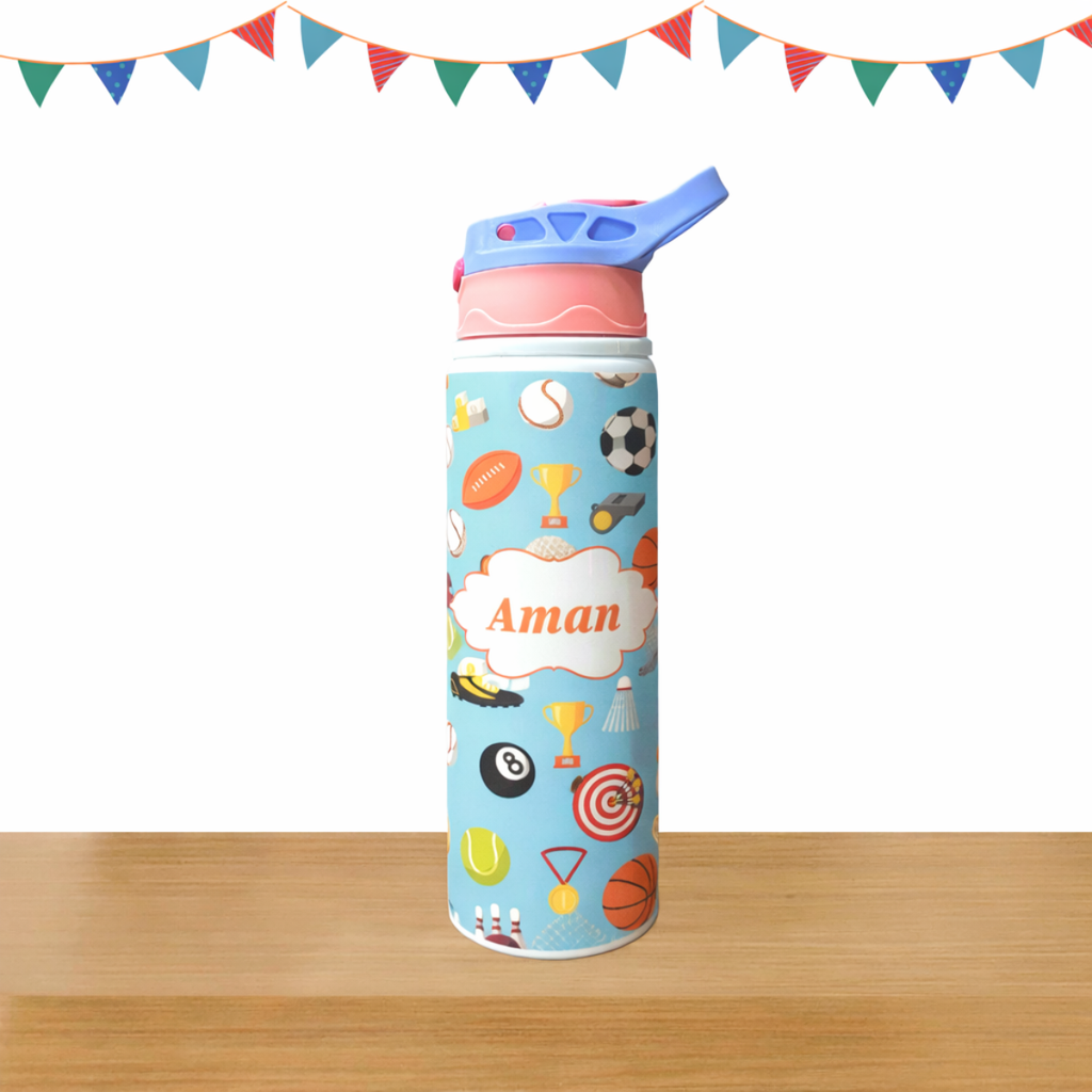 Football Print Steel Sipper Bottle