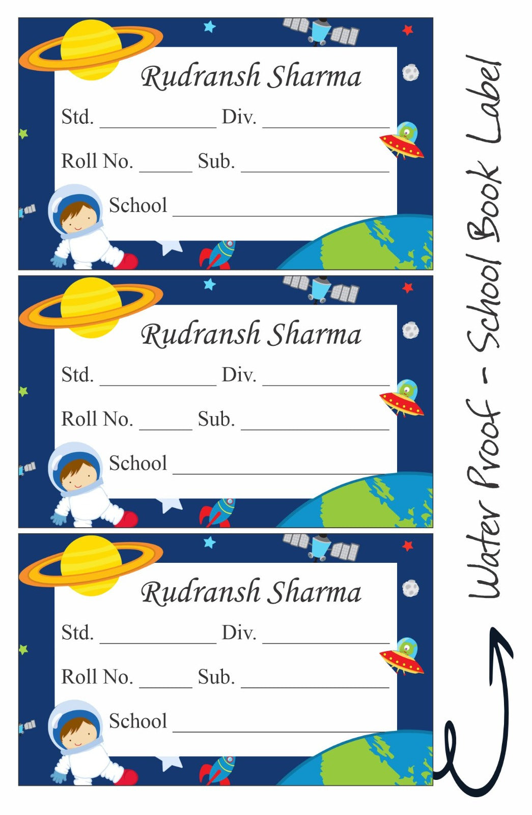 Space Explorer School Notebook Labels