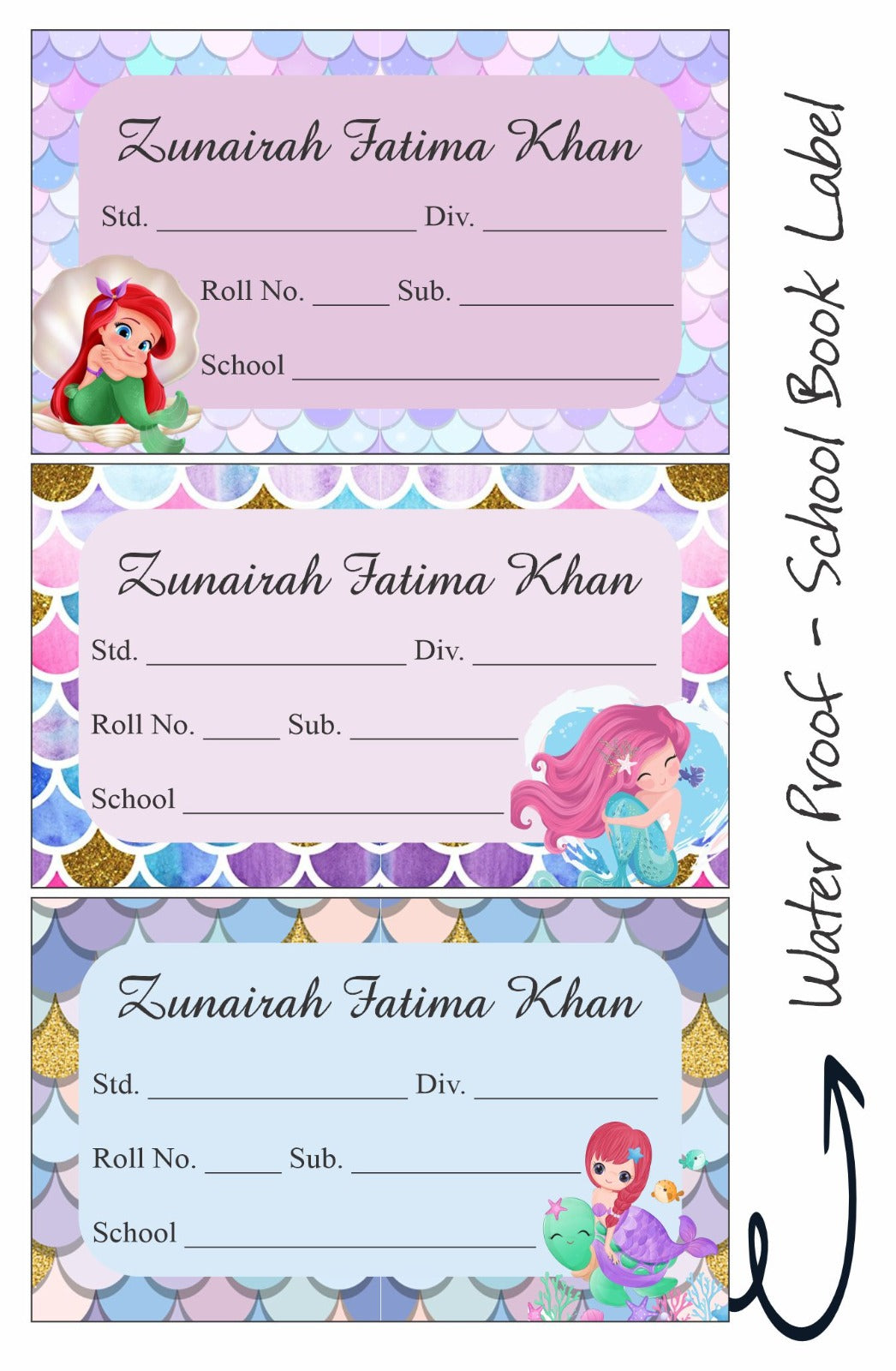 Ocean Mermaid School Notebook Labels