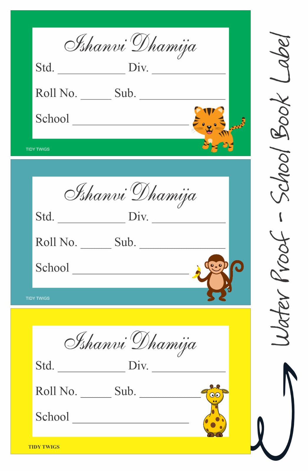Jungle Friends School Notebook Labels