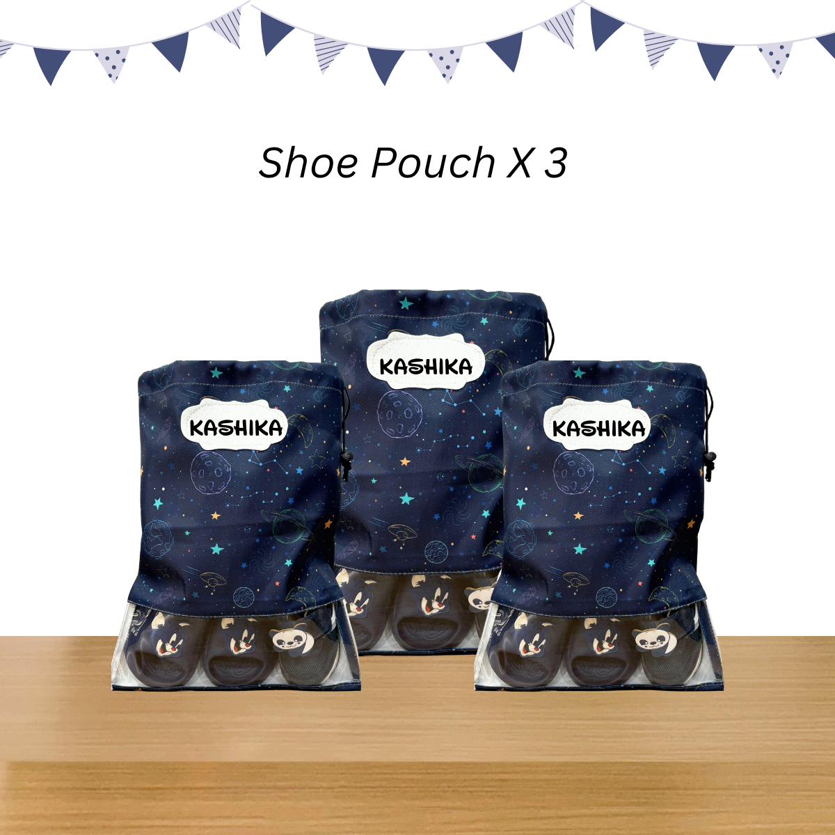 Space Print Shoe Pouches Combo